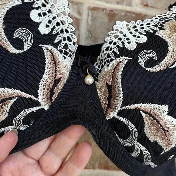 Apostrophe Black Embroidered Lace Trimmed Underwire Bra - Picture 3 of 11
